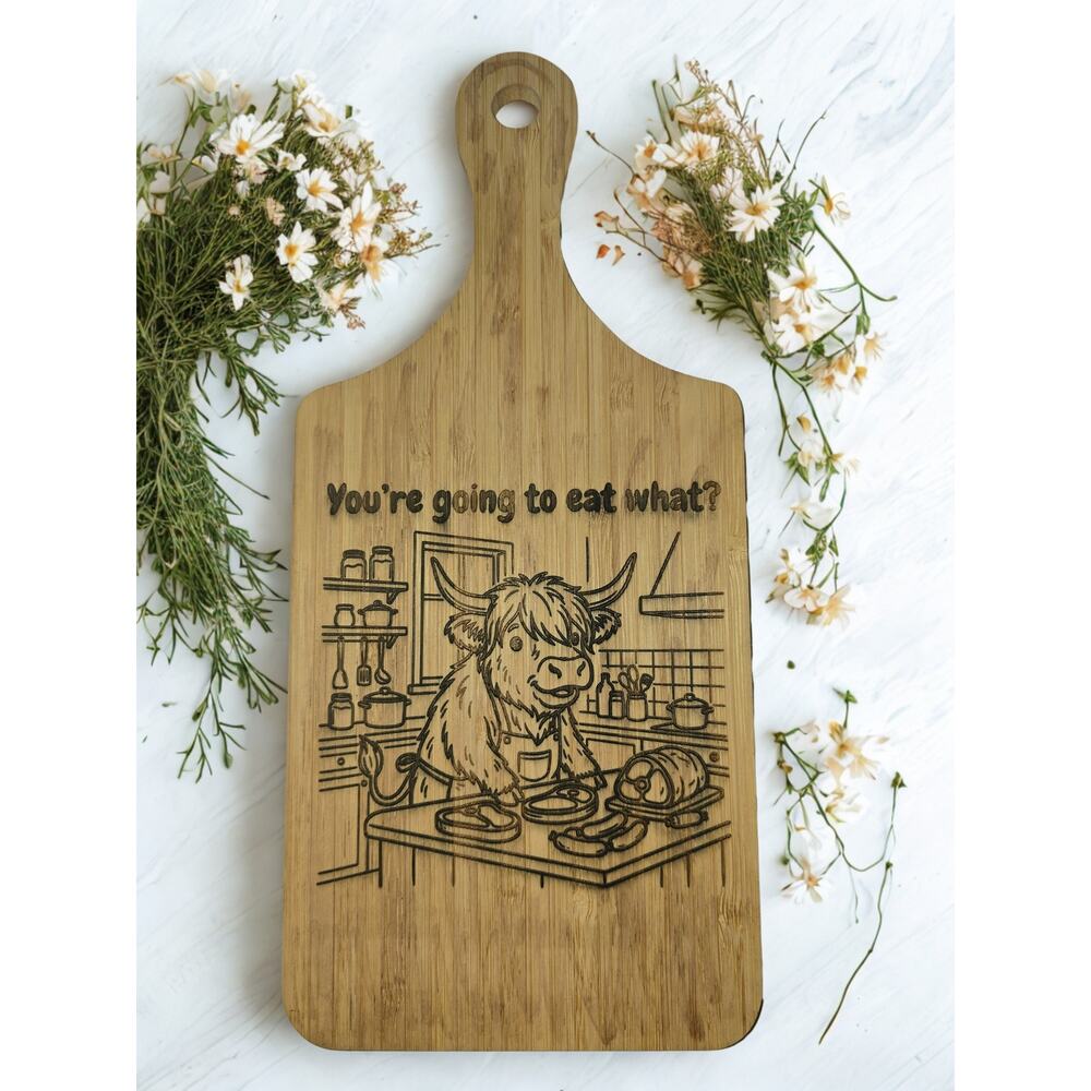 charcuterie board cutting board highland cow farm house trending funny 11x5